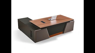 Corner desk with side cabinet corner work station L shaped desk S901 Teak Grey Installation [upl. by Anelac]