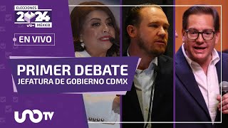 Primer debate 2024 Jefatura de CDMX Clara Brugada Santiago Taboada y Salomón Chertorivski [upl. by Anavas]