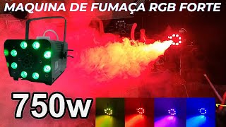 Máquina De Fumaça PLUS 750W 8 LED iluminação RGB Controle Remoto Para Festa DJ 110V Modelo LKY5 PLUS [upl. by Leohcin]