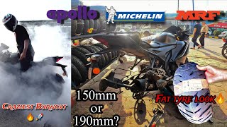 Best 150mm to 200mm Tyre in r15v4  Burnout 🔥 Tyer in cheap price [upl. by Arorua]