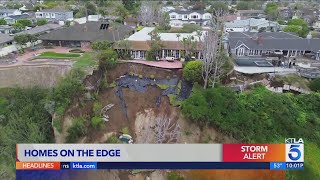 Landslide in Newport Beach puts 3 homes at risk [upl. by Eeladnerb]