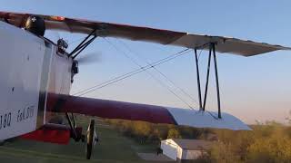 Sunset patrol Fokker D VII WW1 biplane replica flies around the patch [upl. by Simonsen]