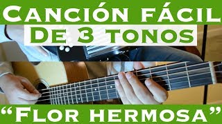 Flor Hermosa  Cancion Facil de 3 Tonos para Principiantes Tutorial Guitarra [upl. by Blinny244]