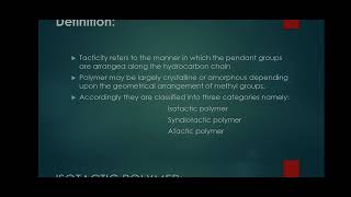 Tacticity of polymer  V Shakthi  III BSc Chemistry [upl. by Henrik]