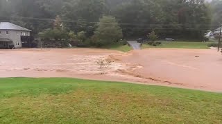 Flooding along Mutton Creek in Boone North Carolina following Helene [upl. by Attenauqa850]