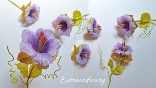 DIY Cobaea Scandens Flower from Satin Ribbon  4k  Beautiful amp Extraordinary Crafts  CyzecoSRF34 [upl. by Lubbi]