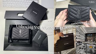 Unboxing YSL wallet  YSL Monogram card case in grain de Poudre embossed leather  Taratoonn 🤍💸✨ [upl. by Valda]