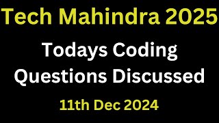 Tech Mahindra Todays Coding Question Discussed 2025 Batch  Tech Mahindra Technical Round Ques 2025 [upl. by Atsed]