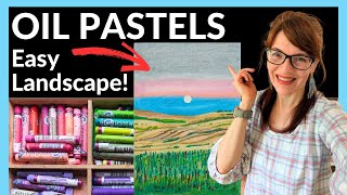 How To Use Oil Pastels EASY Beginner Landscape [upl. by Ordnasela]