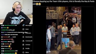 xQc reacts to Obama recreating the Key amp Peele Handshake Skit with Team USA [upl. by Aivatal]