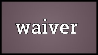 Waiver Meaning [upl. by Beitch]