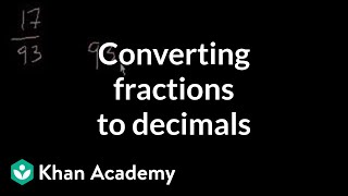 Converting fractions to decimals  Decimals  PreAlgebra  Khan Academy [upl. by Aicetal72]