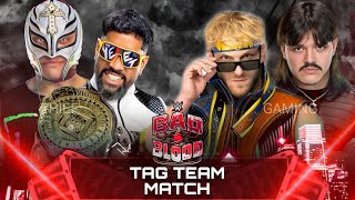 WWE 2K24 • Tag Team Match  Rey Mysterio Jey Uso VS Dominik Mysterio Logan Paul  WWE Bad Blood [upl. by Ardnik]