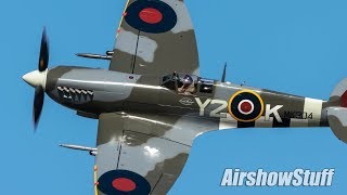 quotRAF 100quot Spitfire Flybys  EAA AirVenture Oshkosh 2018 [upl. by Arnaldo]