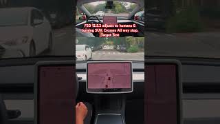 FSD 1252 adjusts to humans amp turning SUV Crosses allway stop Target Test teslafsd fsdbeta fsd [upl. by Hajin]