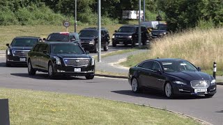 Double the motorcade for President Biden arrives in London 🇺🇸 🇬🇧 [upl. by Iorgos]