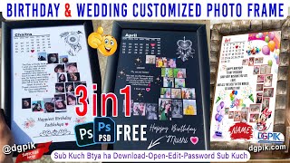 Download and Edit Birthday And Wedding Anniversary Customized Photo Frame  Photoshop Psd [upl. by Dory]