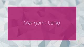 Maryann Lang  appearance [upl. by Alyahsal863]