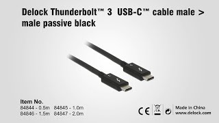 Delock 84844 Thunderbolt™ 3 USBC™ cable male male passive black [upl. by Decca]