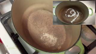 How to safely clean a stained Le Creuset enamel pot or pan [upl. by Arela562]