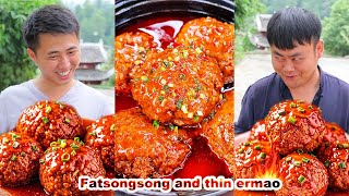 Even the spicy beef rolls couldnt make Ermao feel spicy🔥  songsong and ermao  mukbang [upl. by Emirak]