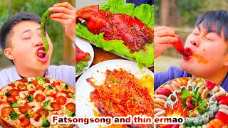 mukbang  Braised pork sausage  Chicken and goose  Big crab  Big lobster  songsong and ermao [upl. by Aneger]