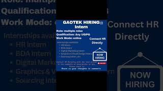 GaoTek Hiring Intern internship hiring freetraining [upl. by Arly]