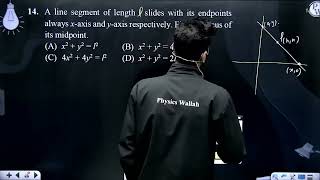 A line segment of length l slides with its endpoints always xaxis and yaxis respectively Find [upl. by Nyrol]