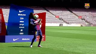 Presentación oficial Dembele da muestras de su calidad en el Camp Nou [upl. by Eirrot]