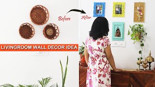 LIVING ROOM DECORATING IDEAS  Budget Room Makeover  How to Decorate a Empty Wall  Wall Decor Idea [upl. by Emiolhs]