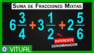 💡 Cómo hacer SUMA de 3 FRACCIONES MIXTAS ► con Diferente denominador [upl. by Jessalin]