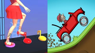 Satisfying Mobile Games ALL LEVELS Viral Tiktok Games ASMR Tippy Toe VS Hill Climb Racing [upl. by Nodnerb995]