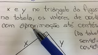 MFUNA  TT1 – Usando o seno e cosseno da tabela trigonométrica para calcular os catetos [upl. by Enawyd]