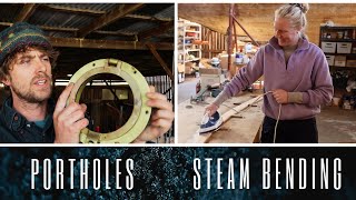 Reusing old bronze portholes DIY steam bending with an IRON  Building a 40ft sailing boat EP 47 [upl. by Pavior]