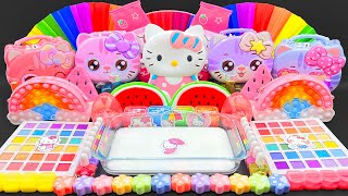 HELLO KITTY SLIME 🌈 Satisfying Mixing random into Glossy Slime ASMR Squishy Crafty Slime 1 [upl. by Vasilek171]