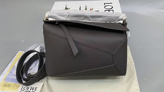 Loewe small soft grain calf leather puzzle hand bag review [upl. by Aseret]