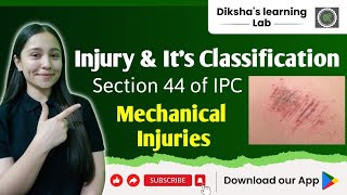 Injury  Section 44 IPC  Classification of injury  Mechanical Injuries [upl. by Sedruol202]