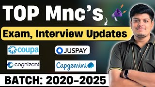 🔥Coupa Cognizant Capgemini Juspay Top Mncs Exam Interview Updates  BATCH 20202025 [upl. by Herwin]