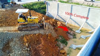 Today Update Complete 100 Dozer pour soil in the wall build foundation with dump truck unload [upl. by Ephraim]