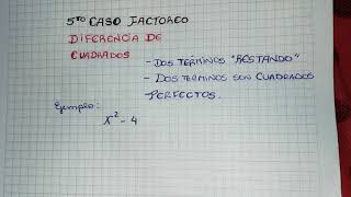 Casos de factoreo Quinto Caso Diferencia de Cuadrados [upl. by Noryt]