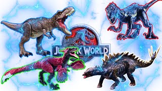 Giant Dinosaurs from Jurassic World Big TRex Rajasaurus IRex Concavenator Ampelosaurus [upl. by Moor145]