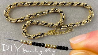 Easy Beaded Rope Necklace Tutorial Beaded Spiral Rope  Seed Bead Jewelry Making [upl. by Moises]