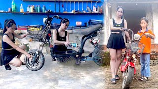 Girl restores electric bicycle bought from scrap yard to give to poor children make mechanical [upl. by Akire513]