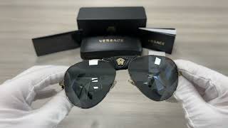 Versace VE2150Q 12526G Pale GoldBlack Sunglassesmp4 [upl. by Waterer]