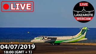 Lanzarote Webcam  04072019 Live Event from south runway of Lanzarote Airport [upl. by Essirahc278]