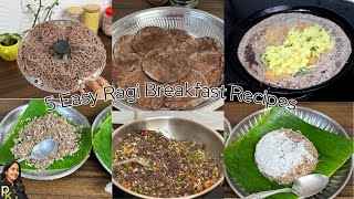 5 Easy Ragi Breakfast RecipesFinger Millet Recipes for Weight LossHealthy Ragi BreakfastDinner [upl. by Nosredneh]