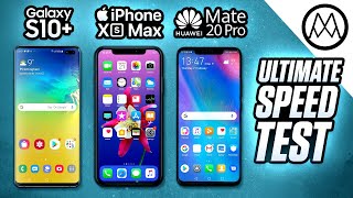 Samsung S10 Plus vs iPhone XS Max  Mate 20 Pro  Speed Test [upl. by Aimac]