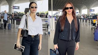 Bhumi Pednekar amp Esha Deol Spotted At Mumbai Airport [upl. by Assillem514]