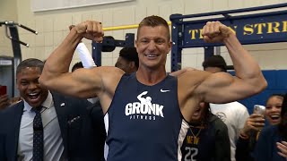 Time to get jacked Gronk helps upgrade weight room at Boston school [upl. by Fine]