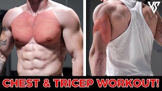 Chest and Tricep Workout to Build Size amp Definition 3 SUPERSETS  V SHRED [upl. by Tecu]